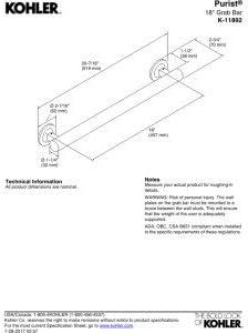 Brushed Stainless 18" Metal Grab Bar