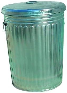 Pre-Galvanized Trash Can with Lid Round, Steel, 20gal, Grey, Outdoor Garbage Can.