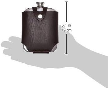 Stainless Steel Flask with Brown Faux Leather Case