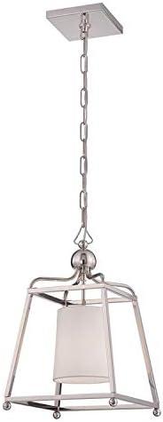 Mini Sylvan Polished Nickel LED Pendant with Ivory Silk Shade