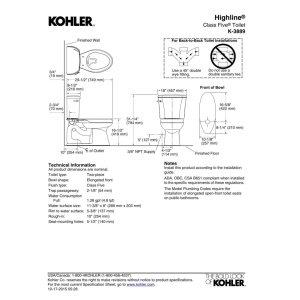 Highline™ 1.28 GPF Water Efficient Elongated Two-Piece Toilet (Seat Not Included)