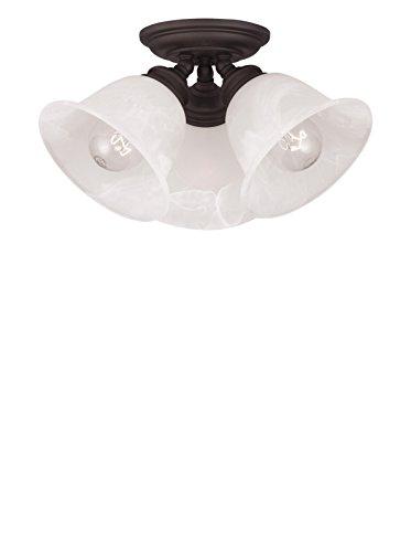 3 Light Bronze Ceiling Light fixture with White Alabaster Glass Shade