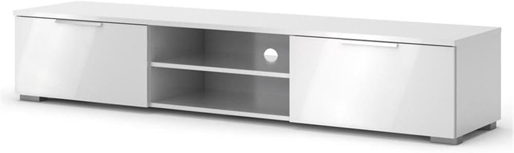 Tvilum Match 2 Drawer TV Stand with 2 Shelves, White High Gloss