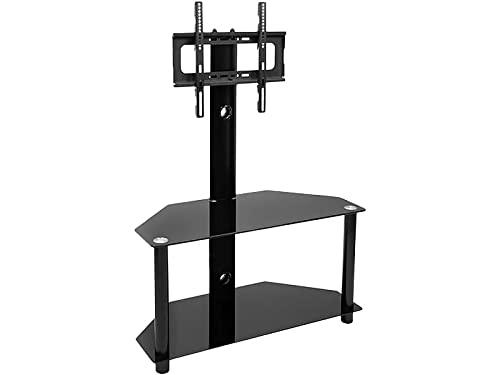 Mount-it Mount-It! Height Adjustable Floor TV Stand with Mount and Tempered Glass Shelves | Fits 32 - 55 in.