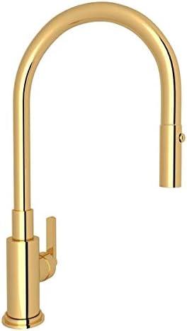 Classic Italian Brass Pull-Down Kitchen Faucet with Nickel Finish