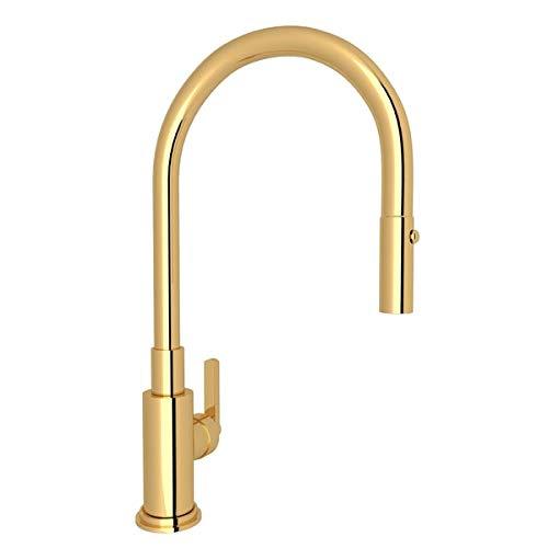 Classic Italian Brass Pull-Down Kitchen Faucet with Nickel Finish