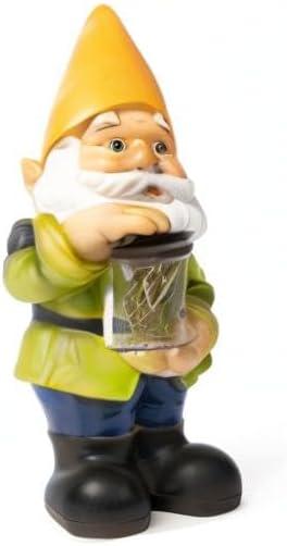 VP Home Firefly Jar Gnomes - Outdoor Garden Gnome with Solar Light - Durable Garden Decorations for Yard, Lawn, Patio - 10.5H x 7W x 5.5D - Weather-Resistant Gnome Statue