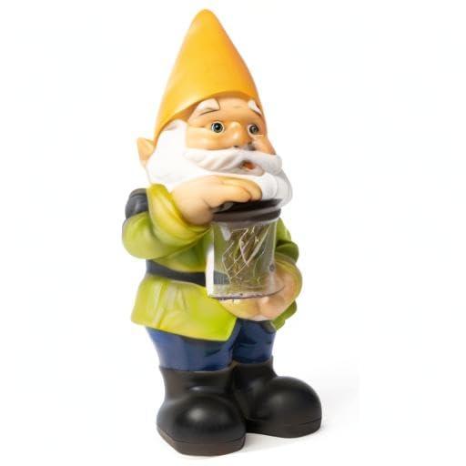 VP Home Firefly Jar Gnomes - Outdoor Garden Gnome with Solar Light - Durable Garden Decorations for Yard, Lawn, Patio - 10.5H x 7W x 5.5D - Weather-Resistant Gnome Statue