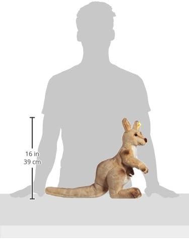 Beige Tipped Plush Kangaroo with Baby Joey, 16 inches