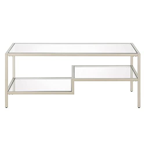 Satin Nickel Medium Rectangular Glass Coffee Table