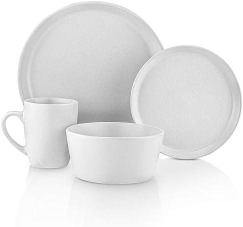 Snow White Ceramic 16-Piece Dinnerware Set for 4