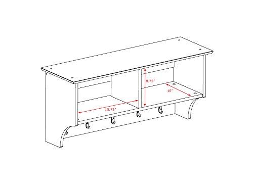 Douglas Entryway Hanging Shelf: Prepac Wall Organizer with Storage & Coat Hooks - 60" Wide