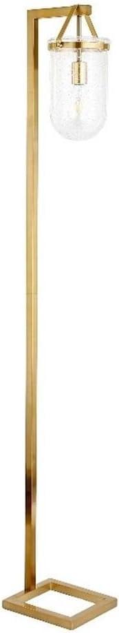 Alexa and Siri Compatible 68" Brass Floor Lamp with Seeded Glass Shade