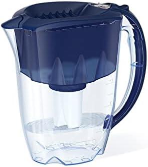 AQUAPHOR Ideal 7-Cup Water Filter Pitcher - Dark Blue with 1 x B15 Filter - Fits in the Fridge Door - Reduces Limescale and Chlorine - Ideal for Seven Cups