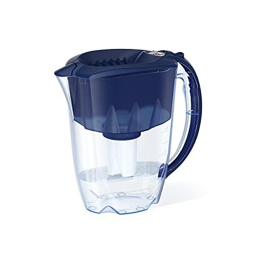 AQUAPHOR Ideal 7-Cup Water Filter Pitcher - Dark Blue with 1 x B15 Filter - Fits in the Fridge Door - Reduces Limescale and Chlorine - Ideal for Seven Cups
