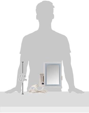 Jerdon 6.5" x 9"  Wall Mount Lighted Makeup Mirror, 5X Magnification Nickel Finish Plug 1n-Model JRT710NL