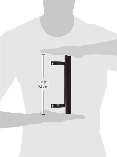 Prime-Line Sliding Glass Door Pull Handle, 6-1/2 in. to 6-5/8 in. Hole Centers, Black Diecast Supports, Wood Handle (Single Pack)