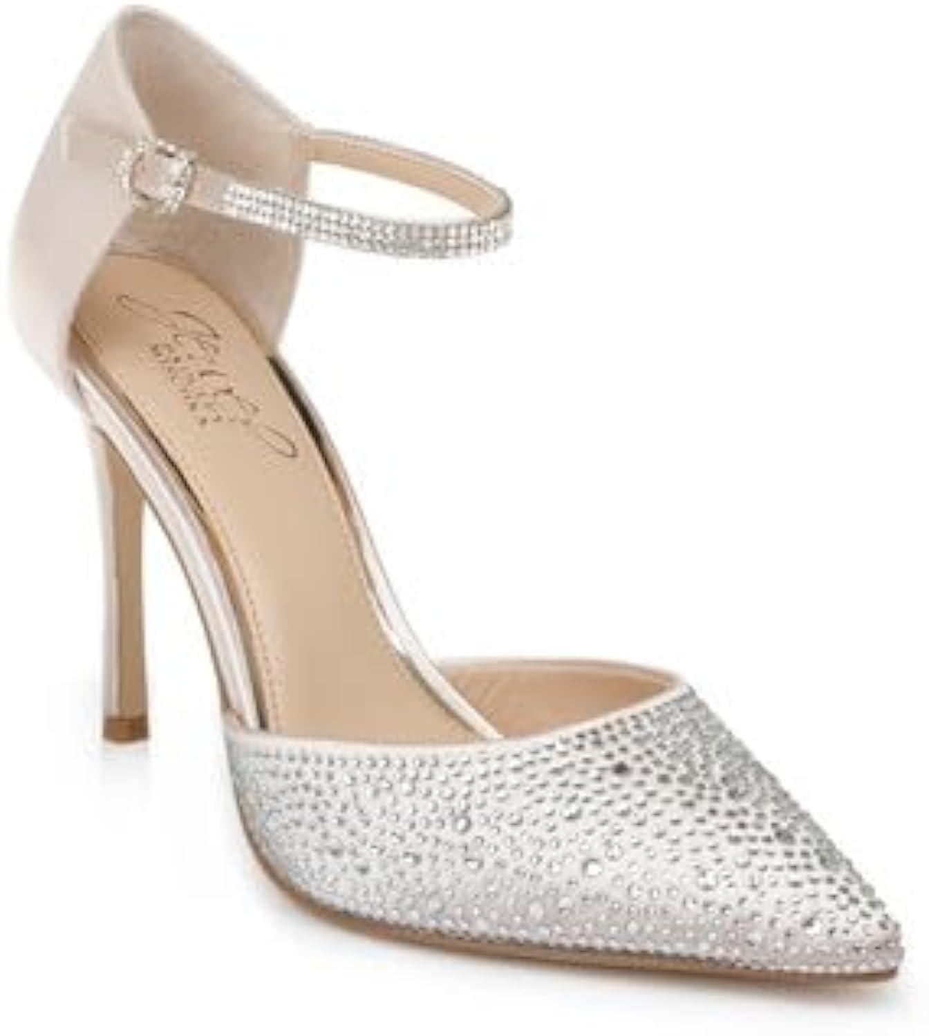 Jewel Badgley Mischka Womens Jailene Pump 7 Navy Satin