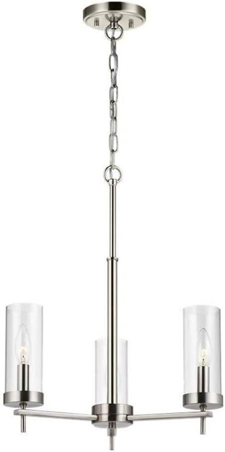 Zire Mini 3-Light Incandescent Chandelier in Brushed Nickel with Clear Glass