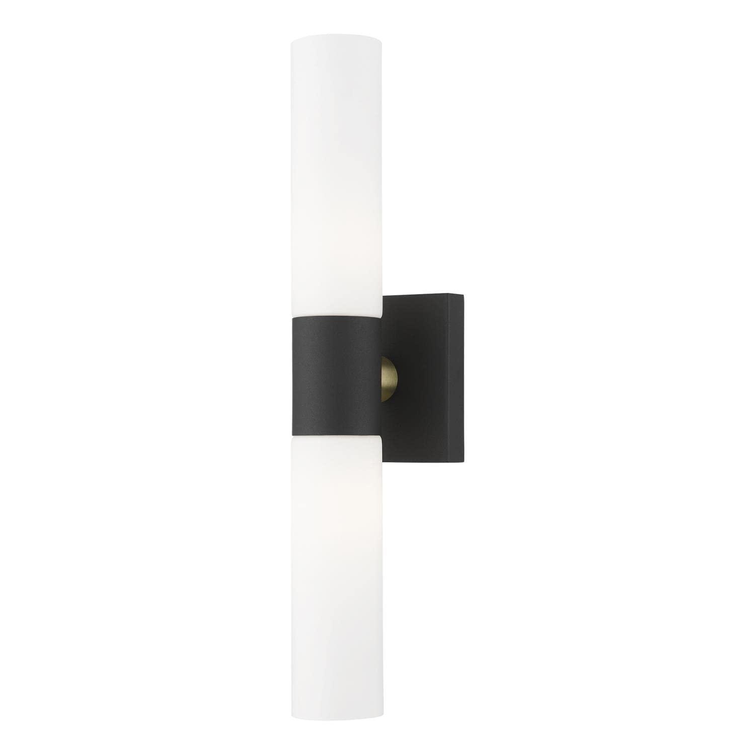 Livex Lighting Aero 2-Light Twist Lock Metal ADA Vanity Sconce in Textured Black