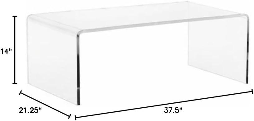 Sleek Clear Acrylic U-Shaped Cocktail Table, 37" Wide