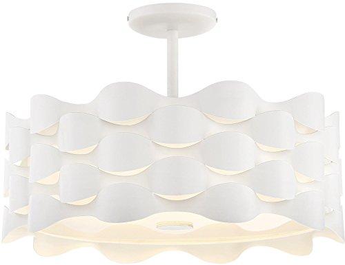 Sand White Coastal Drum LED Flush Mount with Fabric Shade