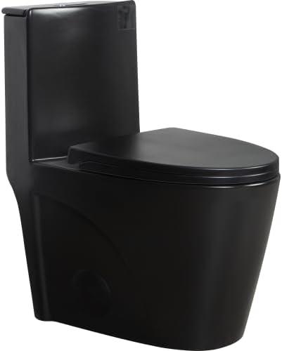 Matte Black High Efficiency Dual Flush One Piece Toilet