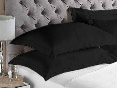 Midnight Black Organic Cotton Standard Pillow Shams Set