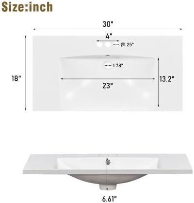 30 inch Bathroom Vanity with Top Sink, Modern Bathroom Storage Cabinet with 2 Drawers and a Tip-out Drawer, Freestanding Single Sink Bathroom Vanity, Green