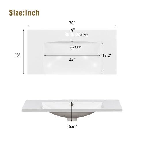 30 inch Bathroom Vanity with Top Sink, Modern Bathroom Storage Cabinet with 2 Drawers and a Tip-out Drawer, Freestanding Single Sink Bathroom Vanity, Green