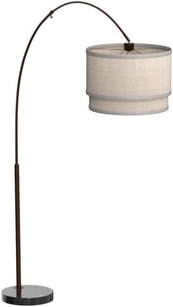 Mason 81 in. Modern Adjustable LED Arched Standing Floor Lamp with Fabric Drum Shade and Weighted Marble Base