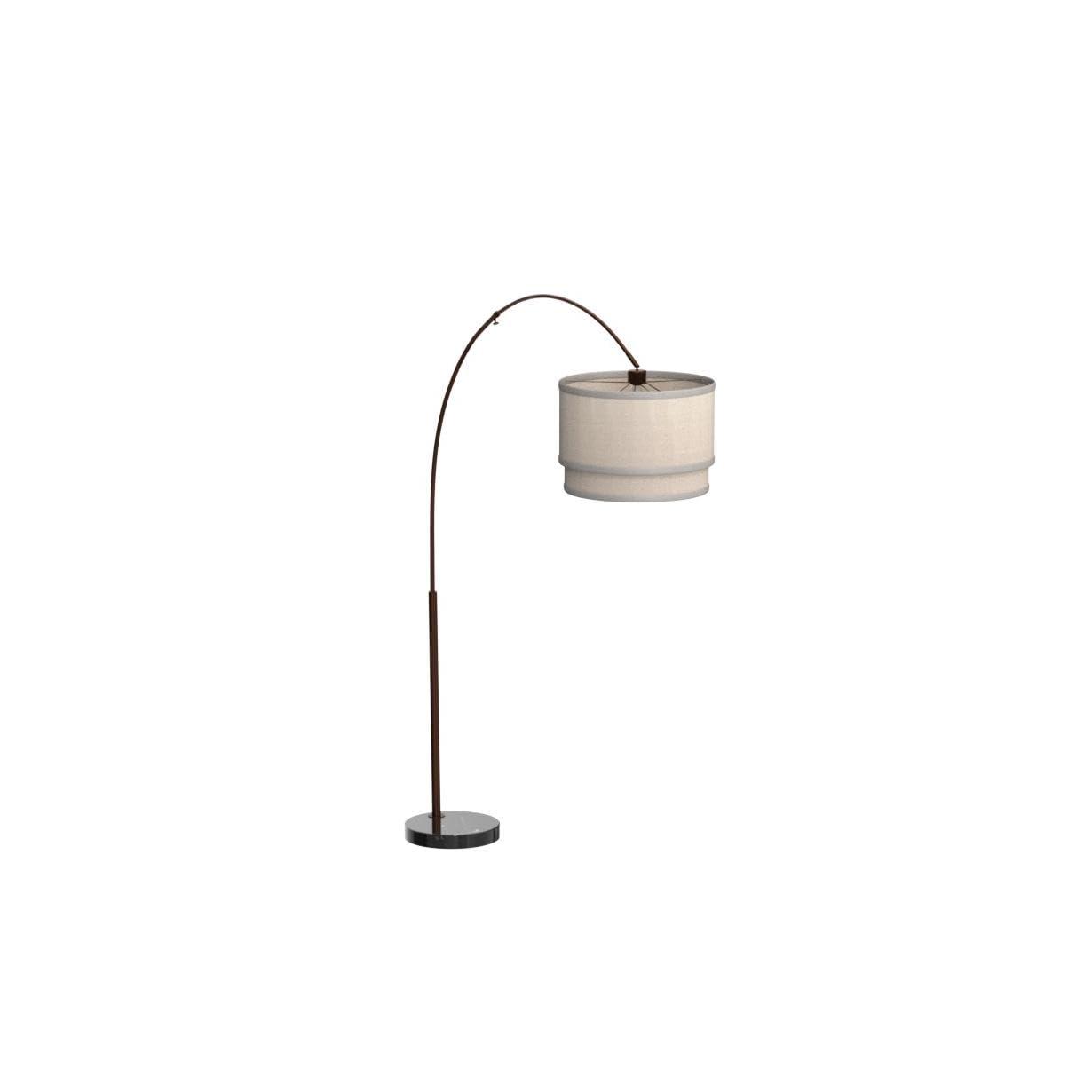 Mason 81 in. Modern Adjustable LED Arched Standing Floor Lamp with Fabric Drum Shade and Weighted Marble Base