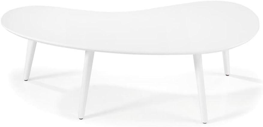 Camaflexi Mid Century Modern Coffee Table Small Tabletop Wood Coffee Desk, White