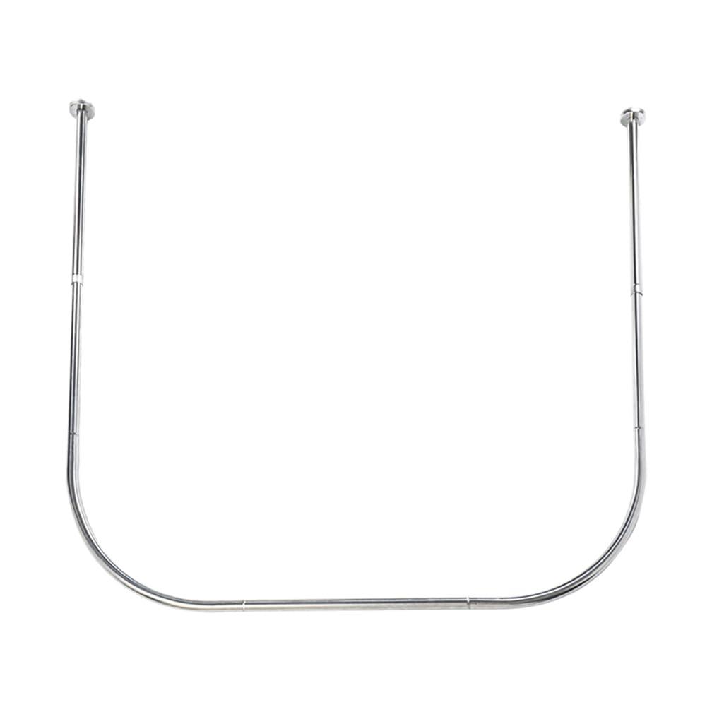 Hershii Adjustable Curved Shower Curtain Rod Wall Mounted U-Shaped Bathroom Corner Curtain Hanger Pole Bath Metal Shower Rail Bar (35.43-51.18) x 43.3 x(35.43-51.18) Inch, Drilling to Install