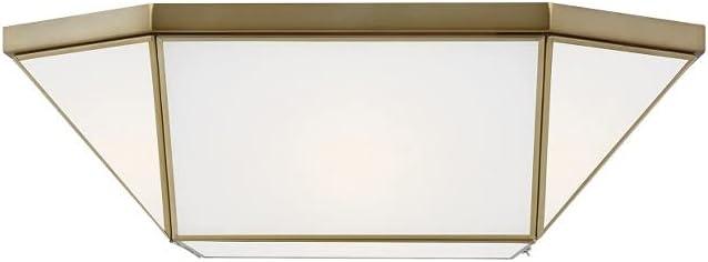 Morrison 20 in. 4-Light Satin Brass Flush Mount with White Glass Panel