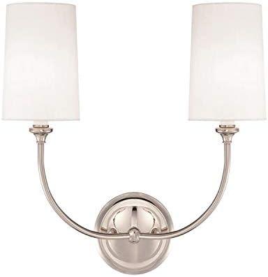 Crystorama 2242-PN Sylvan 15.5" 2-Light White Linen Sconce in Polished Nickel