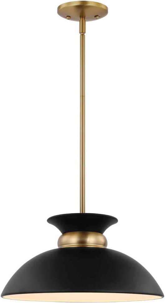 Nuvo Lighting 60/7460 Perkins 15" Wide Pendant - Matte Black / Burnished Brass