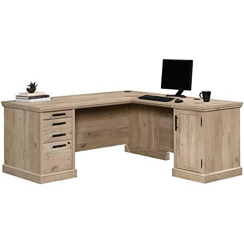 Black Wood L-Shaped Computer Desk with Drawer and Filing Cabinet