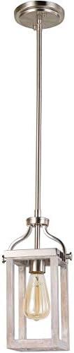 203104A-Eglo Lighting-Montrose - 1-Light Mini Pendant - Acacia Wood And Brushed Nickel