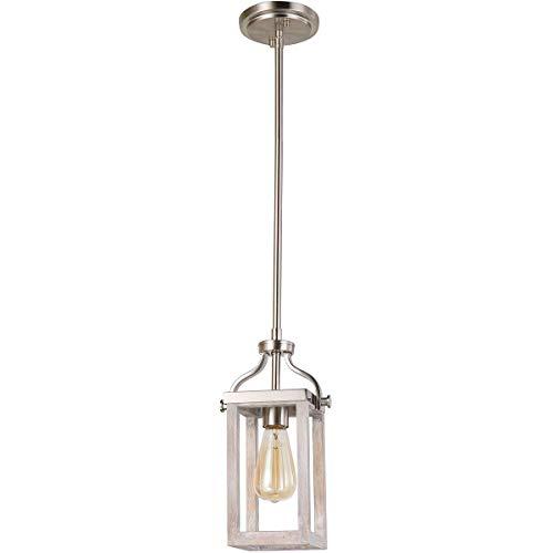 203104A-Eglo Lighting-Montrose - 1-Light Mini Pendant - Acacia Wood And Brushed Nickel
