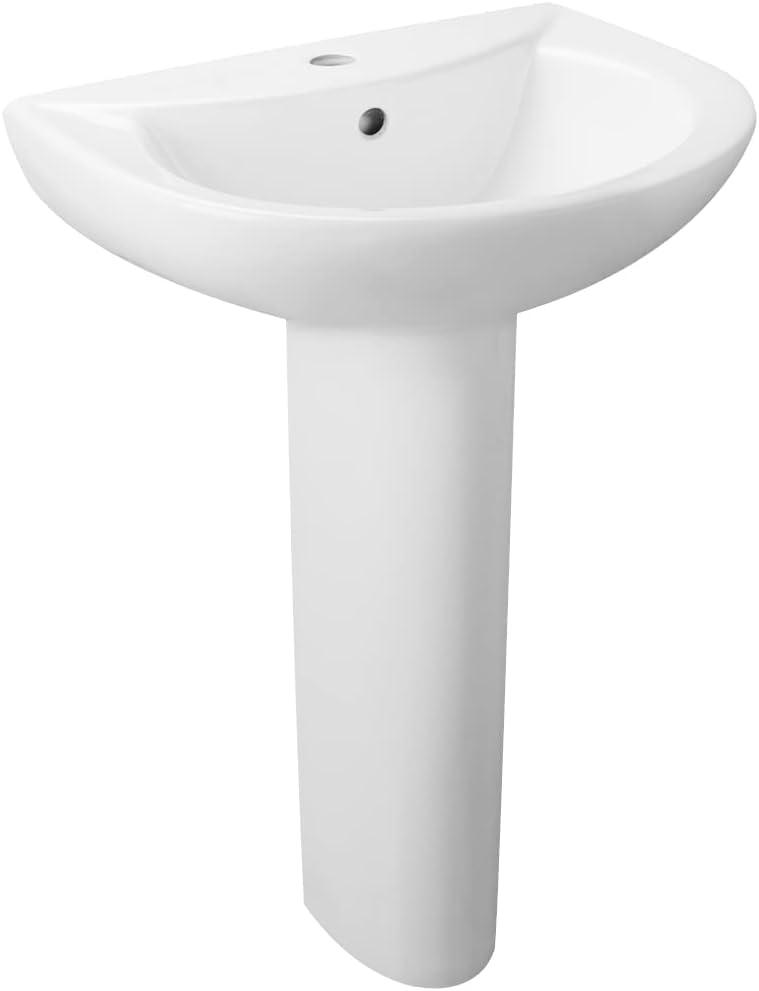 Liberty 31.5" Tall White U-Shaped Vitreous China Pedestal Bathroom Sink with Overflow