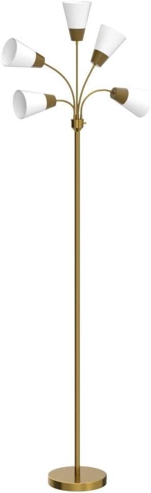 Medusa 78 in. Modern 5-Light Adjustable Gooseneck LED Floor Lamp with 5 Cone Shades