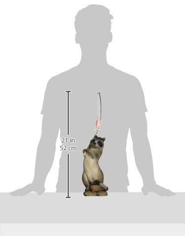 Hand-Painted Resin Raccoon Fisherman Statue with Wicker Basket