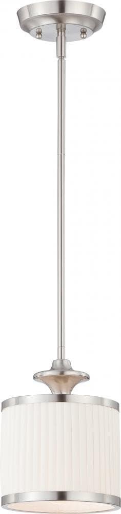 Nuvo Lighting Candice Nickel and Flat Pleated White Shade 1-Light Mini Pendant