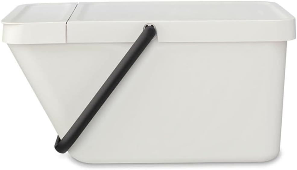 Light Gray Stackable Plastic Recycling Bin with Carry Handle