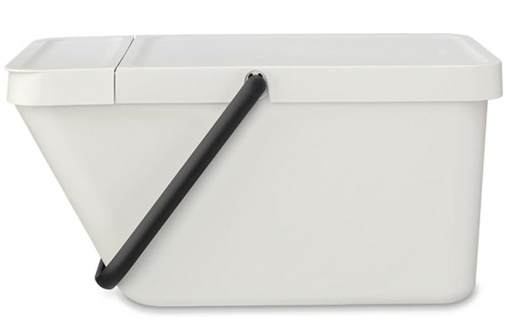 Light Gray Stackable Plastic Recycling Bin with Carry Handle