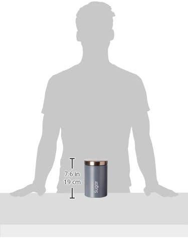MegaChef Essential Kitchen Storage 3 Piece Sugar, Coffee and Tea Canister Set in Matte Gray