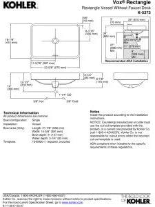 Vox® Vitreous China Rectangular Vessel Bathroom Sink with Overflow