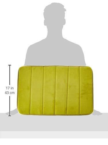 WPM Soft and Absorbent Memory Foam Sage Polyester Bath Rug, 17" x 24", Slip Resistant