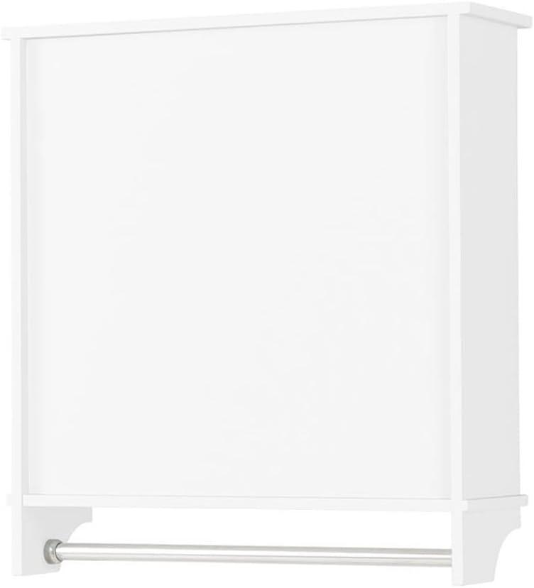 Dover Wall Mounted Bathroom Storage Cabinet with Two Doors and Towel Rod White - Alaterre Furniture